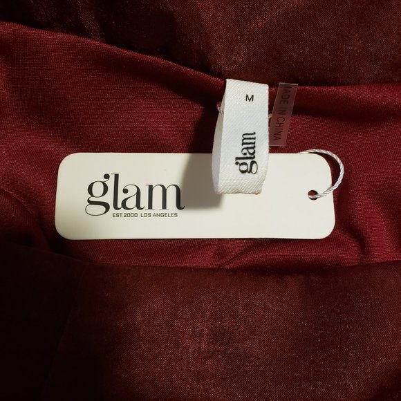 Glam Los Angeles Burgundy Wrap Tie Front Side Zip Skirt Medium NWT - Picture 6 of 7